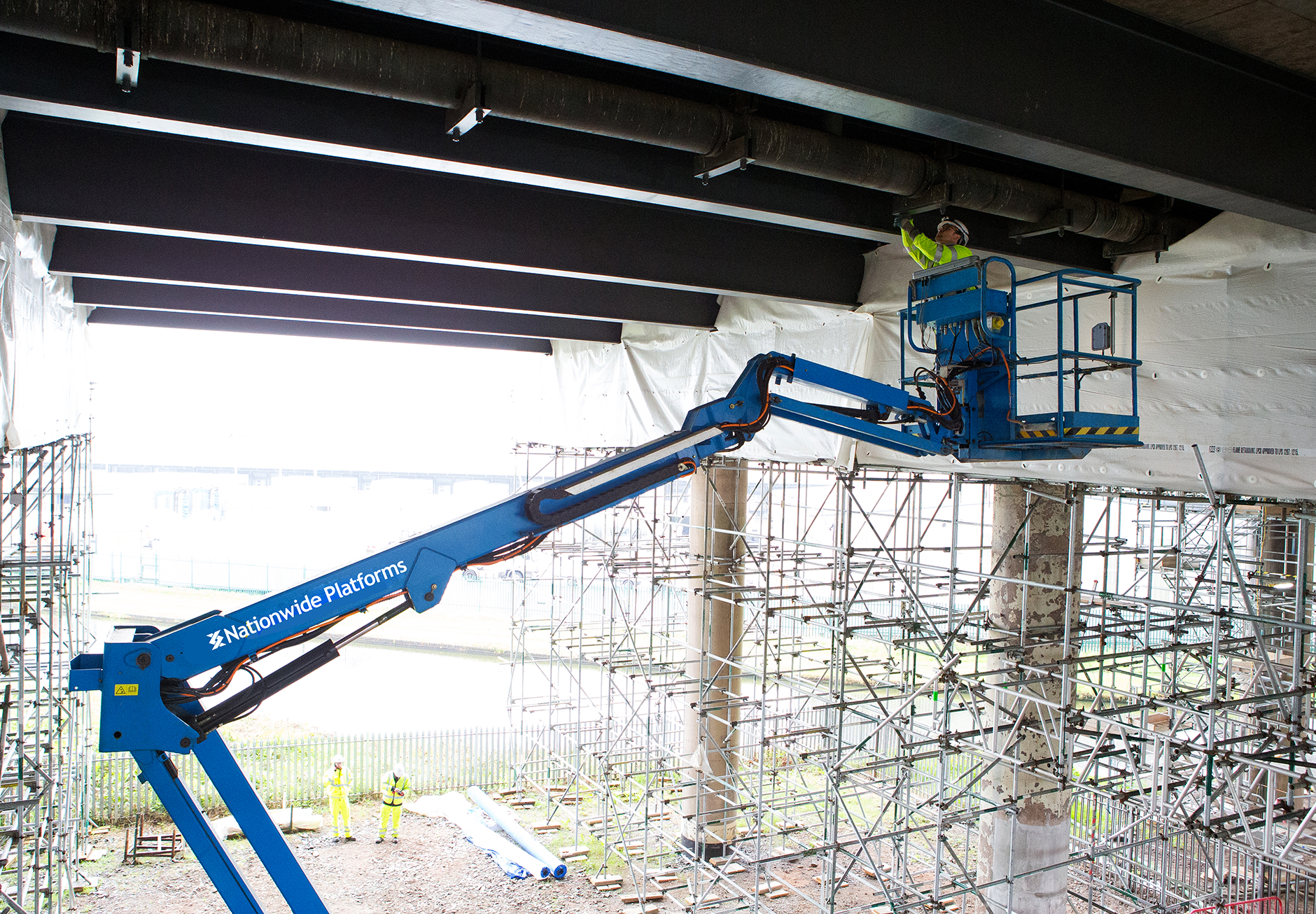 Cherry picker in construction work in Birmingham