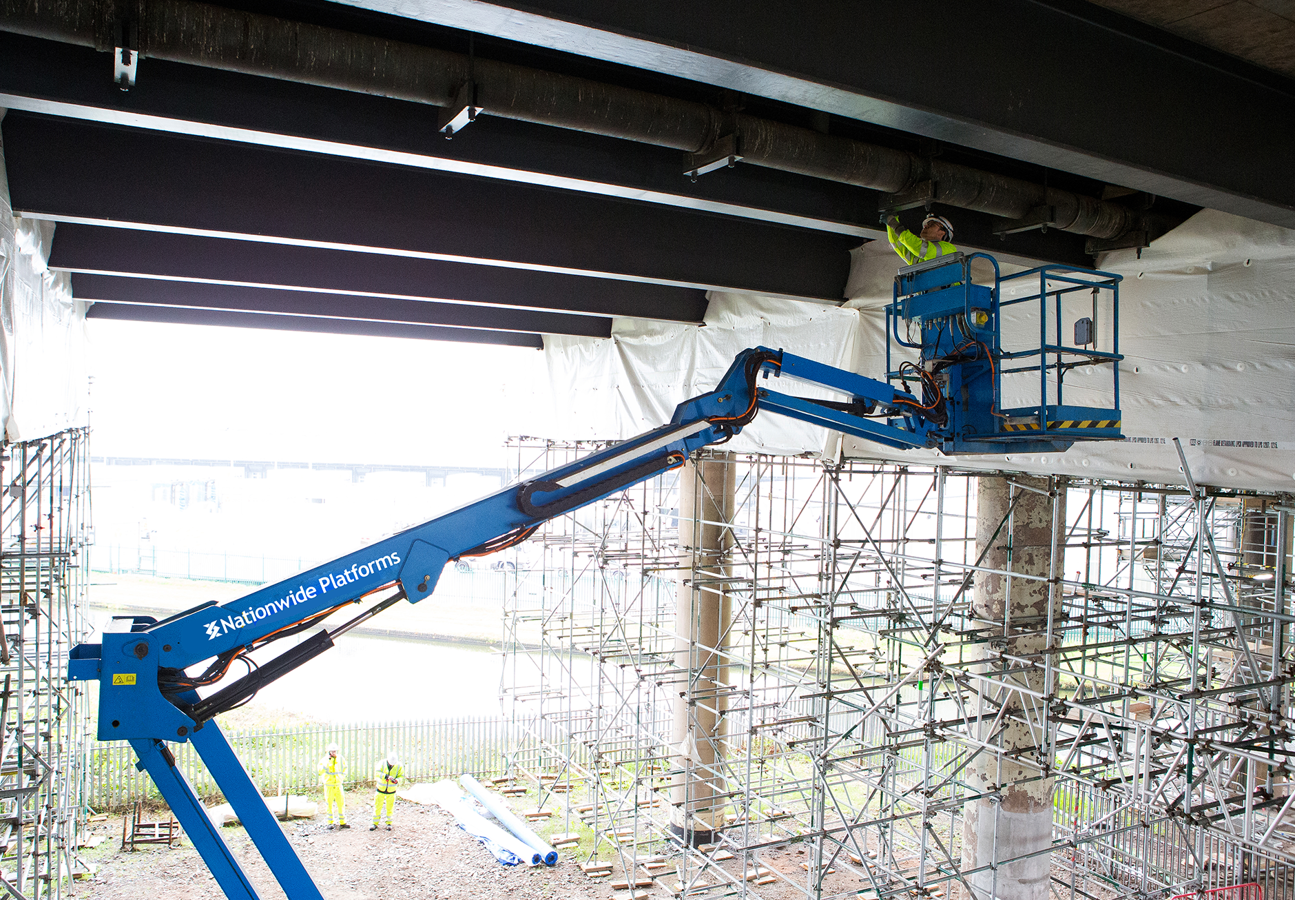 Boom lifts used in building work in Southampton